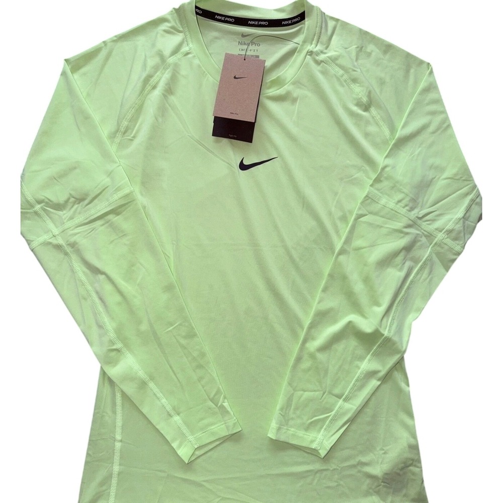 Nike Pro Long Sleeve Training Top Mens Medium Lime Green Excellent Compression
